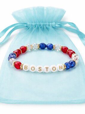 Crystal Beaded letter Bracelet-BOSTON, Pouch bag